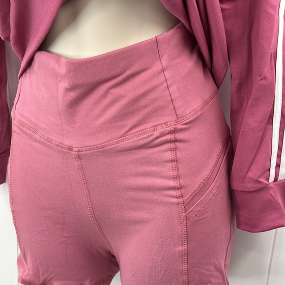 🆕Lydaa Athletic Jacket & Short Set Rose & White W/Pockets & Stripes S,M,L & XL - Picture 4 of 10